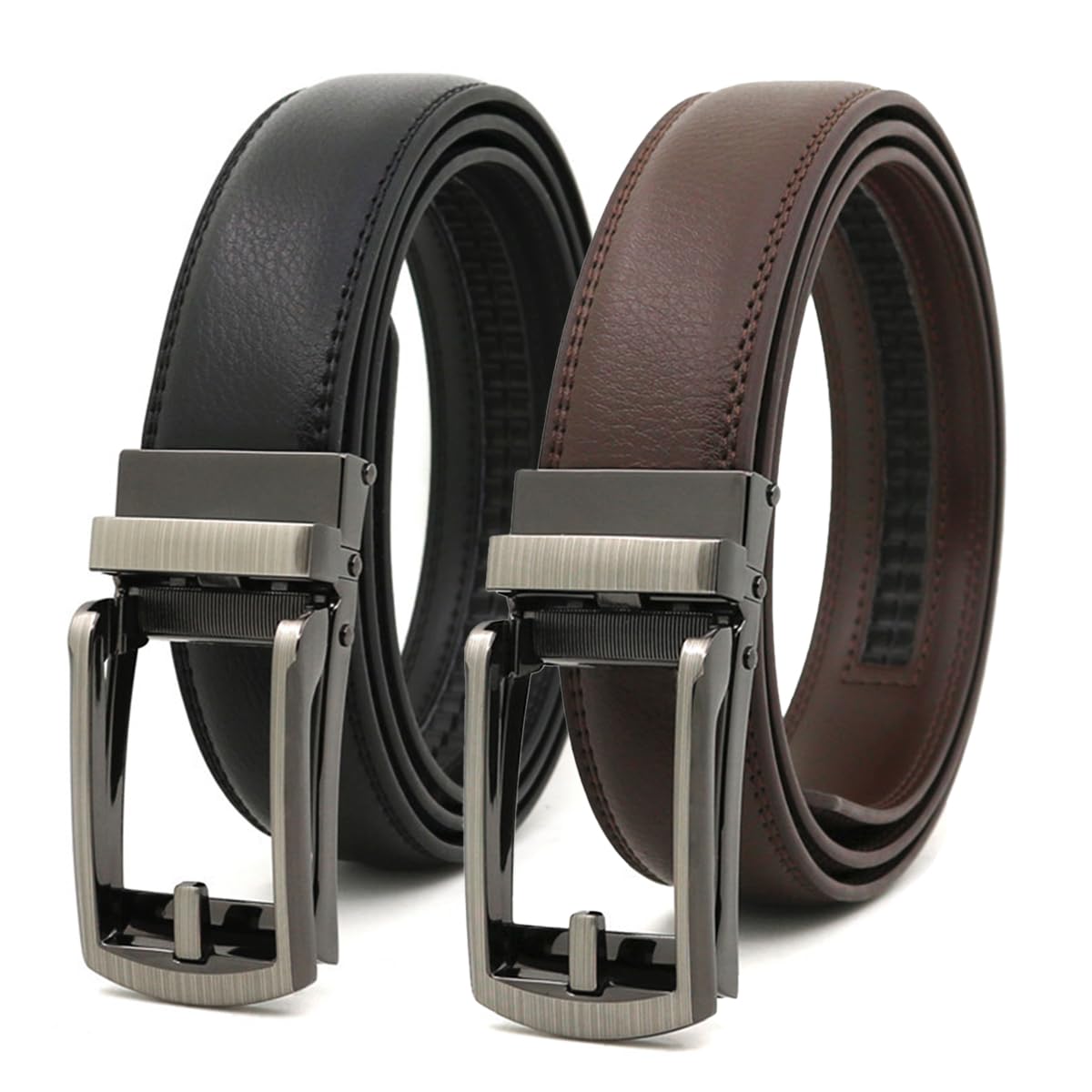 Amazon | [KASSAI] メンズ本革クリックベルト 穴なし 38段階調整